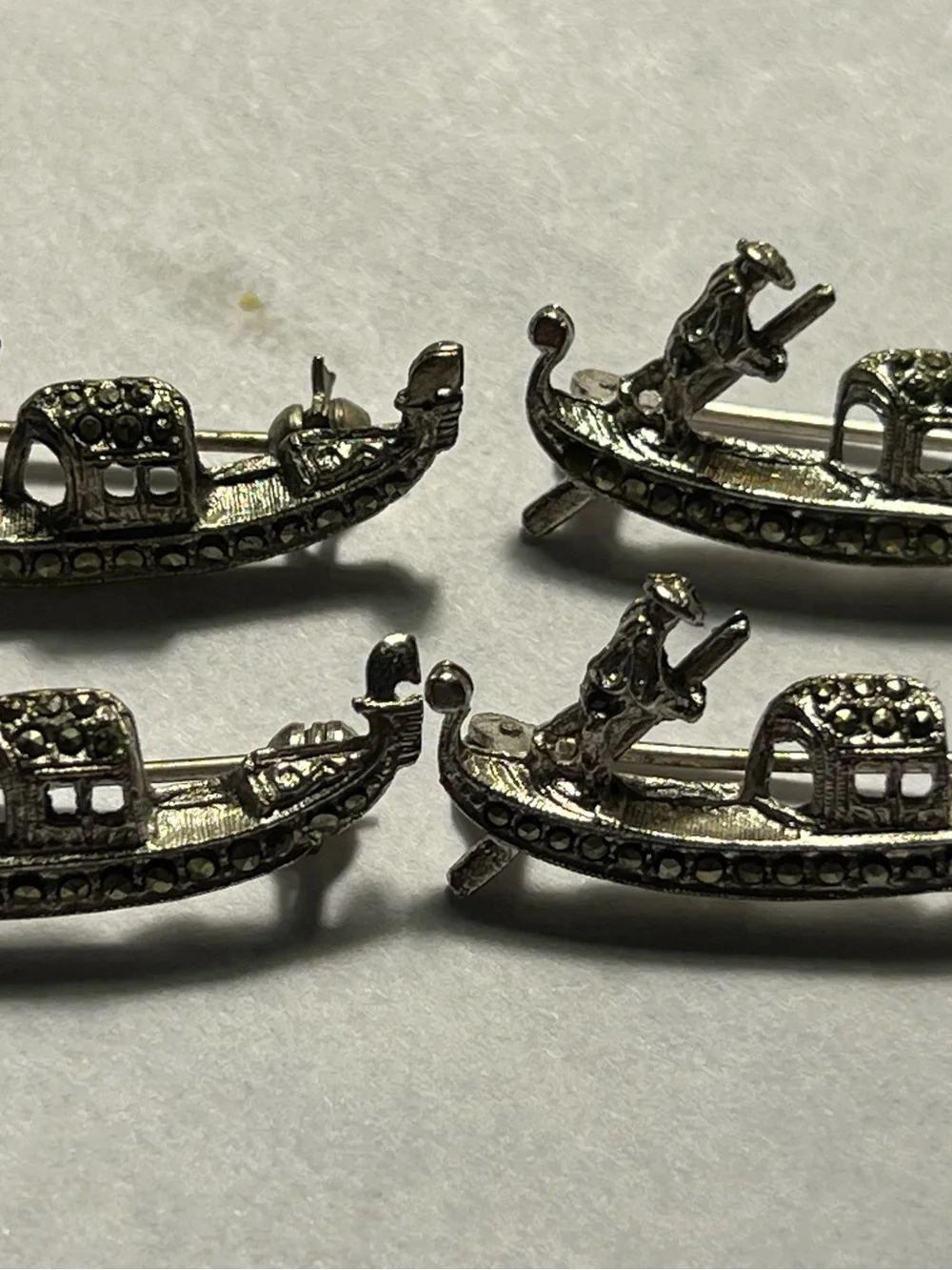 Sterling Silver Venetian Gondola Pin Set